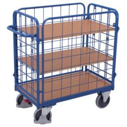 VARIOfit Chariot à étages bas 1 000 × 700 mm 3 plateaux 4 côtés (sw-700.460)