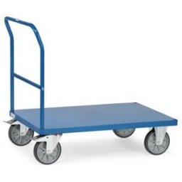 fetra Chariot à barre de poussée 2501B avec plate-forme en tôle - charge max. 600 kg pneus TPE (2501B)