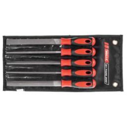 Holex Jeu de limes avec manche bimatière, 5 pièces, dans une trousse Taille 3, Longueur sans queue: 200 mm (517426 200)