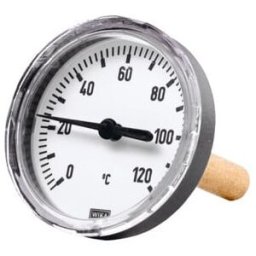 Riegler Thermomètre bimétallique, G1/2 haut, longueur de plongeur 100 mm Ø80, jusqu'à 120°C (4616)