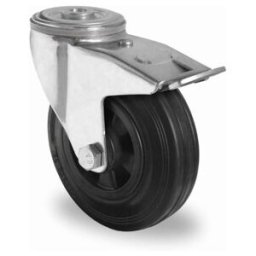 CASCOO Roulette pivotante avec frein total ø 125 mm Série P4S4 à roulement à billes (BBH85W0125P4S4R0N)