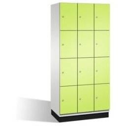 Cabinet Cambio C+P sur socle, 12 compartiments, H1950xL900xP525mm face avant Viridian vert corps gris clair ; C + P Möbelsysteme (45103-30 S10012)
