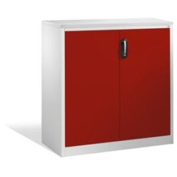 C + P Möbelsysteme Buffet porte-documents Acurado de C+P avec portes battantes, 3 hauteurs de classeurs, H1200xL1200xP500mm Façade rouge rubis Corps gris clair ; C + P M (9487-1200 S10166)