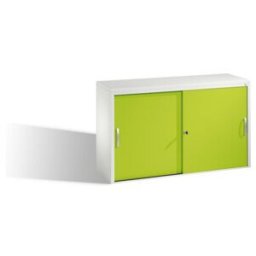 C + P Möbelsysteme Buffet Acurado avec portes coulissantes, 2 x 2 hauteurs de dossier, H720xL1200xP400mm avant viridine vert clair carrosserie gris clair ; C + P Möbelsy (5723-00 S10344)