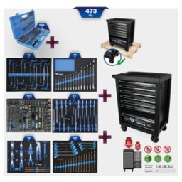 Brilliant Tools Chariot d’atelier avec 7 tiroirs et 473 outils (BT153473)