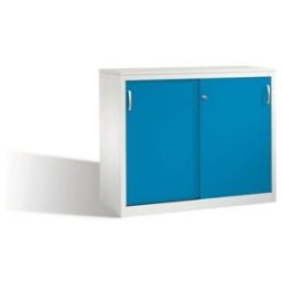 Buffet Acurado avec portes coulissantes, 2 hauteurs de dossier, H1000xL1200xP500mm face avant bleu clair carrosserie gris clair ; C + P Möbelsysteme (2056-00 S10077)