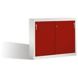 Buffet Acurado avec portes coulissantes, 2 hauteurs de dossier, H1000xW1200xD400mm face avant rouge rubis corps gris clair ; C + P Möbelsysteme (2046-00 S10104)