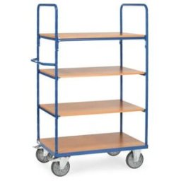 fetra Chariot à plateaux 8301, capacité 600kg, pneus TPE, 1 plateau fixe et 3 étagères (8301)