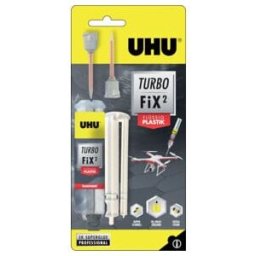 UHU 2K Adhésif de réparation Turbo Fix² Plastique liquide en plastique liquide 10g double seringue transparente (51840)