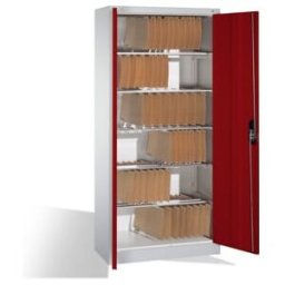 Armoire à dossiers C+P Acurado avec portes battantes, 6 barres de suspension à l'intérieur, H1950xL930xP400mm Façade rouge rubis ; C + P Möbelsysteme (9260-600 S10155)