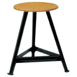 Tabouret en bois Bandstahlhocker, assise ronde, RAL 9005, 3 pieds, H 550 × I 350 mm ; E/D/E