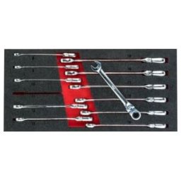 VIGOR Jeu de clés mixtes à cliquet articulé V5077, 12 pièces (V5077)