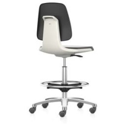 bimos Chaise de travail Labsit avec roulettes Hauteur d'assise 560-810 mm Coque d'assise en similicuir blanc (9125-MG01-3403-525)