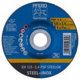 Disque à tronçonner PFERD EH 125x2,4x22,23 mm à moyeu déporté Ligne universelle PSF STEELOX pour acier/acier inoxydable (10) (69198292)
