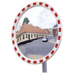 Moravia Rétroviseur de circulation rond en acrylique 800 mm cadre rouge/blanc + collier 76 mm (243.12.563)