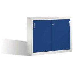 Buffet Acurado avec portes coulissantes, 2 hauteurs de dossier, H1000xL1200xP400mm façade gentiane bleu carrosserie gris clair ; C + P Möbelsysteme (2046-00 S10103)