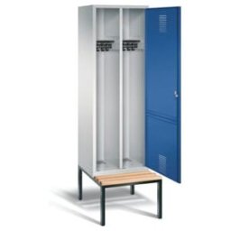 C+P Armoire noire et blanche Evolo, H2090×I610×P500mm, façade Enzianblau, corps gris clair, châssis gris noir (48250-20) ; C + P Möbelsysteme (48250-20 S10008)