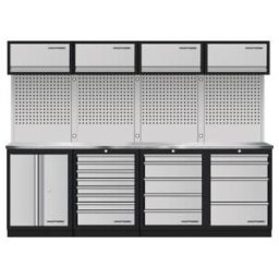 Mobilier d'atelier Mobilio 4 éléments Kraftwerk, 4x unité murale, paroi perforée, acier inoxydable (3964K-S854-K4IX)