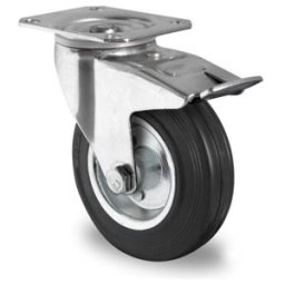 CASCOO Roulette pivotante avec frein total ø 250 mm série SWS4 à roulement à billes (TPP57W0250SWS4R0N)