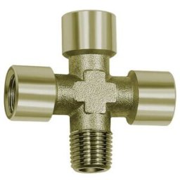 Riegler Pièce en croix, 3 x femelle, 1 x mâle, G/R 1/4, SW 13, laiton vernissé (N 255.12)