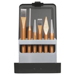 Gedore red Jeu d’outils, ensemble d’outils à frapper, 6 pièces, rempli, en cassette métallique, burin, pointe à tracer, chasse-goupille, R90000006 (3300826)