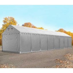 TOOLPORT 4x20 m tente de stockage, PVC 800, H. 2,6 m, gris, avec statique (type de sol : terre) - (517630)