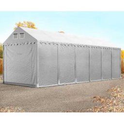 TOOLPORT 4x12 m tente de stockage, PVC 800, H. 2,6 m, gris, sans statique - (49864)