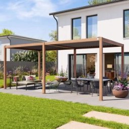 PRIMEYARD 3x6m Pergola imitation bois, lames gris-perle orientables - (400112)
