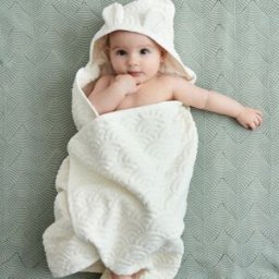 Cam Cam Copenhagen Cape de bain bébé ours écrue (80 x 80 cm)