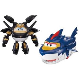 Alpha Group 2 Figurines Transformables Super Wings Dark Light Golden Boy & Shark