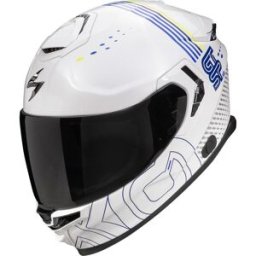 Casque EXO-GT SP AIR CARBON TECHLANE SCORPION blanc/bleu/jaune fluo