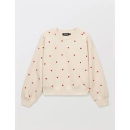 MONOPRIX Sweat brodé coeurs contenant du coton BIO 10 ans
