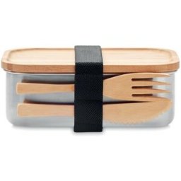 Boîte à déjeuner personnalisable inox 600 ml SAVANNA Bois