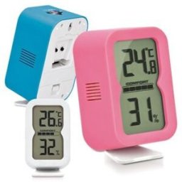 Thermomètre hygromètre personnalisable numérique ABS bleu