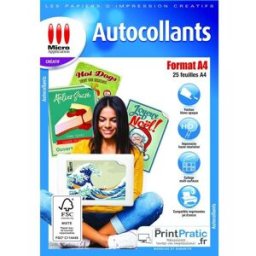 MICRO APPLICATION Papier D'impression Micro Appli Autocollants Mates - A4 - 25 Feuilles - 238g
