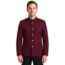 Isacco Veste Major d' Homme Rayé Bordeaux Epaulettes Tressées 100% Coton L