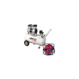 COMPRESSEUR AERFAST silencieux AC24050 Cuve 50 litres avec enrouleur tuyau 30 mètres