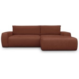 Canapé d'angle droit convertible 3 places en tissu chenille rouille foncé - Sonny