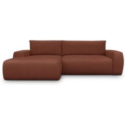 Canapé d'angle gauche convertible 3 places en tissu chenille rouille foncé - Sonny