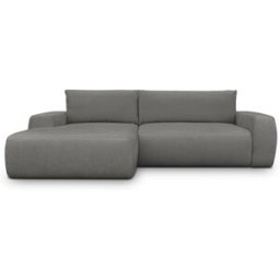 Canapé d'angle gauche convertible 3 places en tissu chenille gris - Sonny
