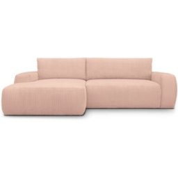 Canapé d'angle gauche convertible 3 places en velours côtelé rose pâle - Sonny