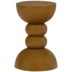 Table d'appoint sculptée en bois de manguier jaune miel Ø35 cm - Miel