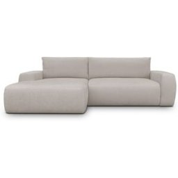Canapé d'angle gauche convertible 3 places en tissu chenille taupe - Sonny