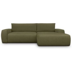 Canapé d'angle droit convertible 3 places en tissu chenille vert kaki - Sonny