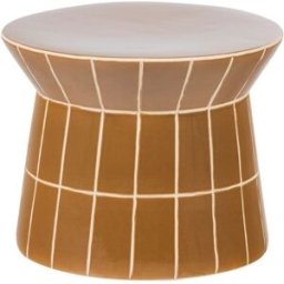 Table d'appoint décorative ronde en céramique effet carrelage jaune miel Ø38 cm - Plu