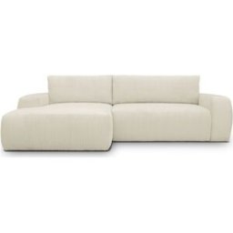 Canapé d'angle gauche convertible 3 places en velours côtelé beige - Sonny