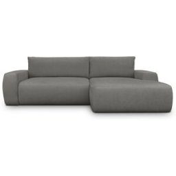 Canapé d'angle droit convertible 3 places en tissu chenille gris - Sonny