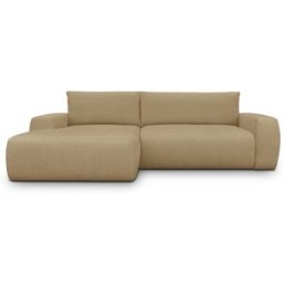 Canapé d'angle gauche convertible 3 places en tissu chenille miel - Sonny