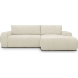 Canapé d'angle droit convertible 3 places en velours côtelé beige - Sonny