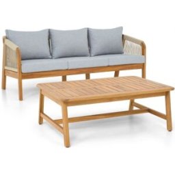 Salon de jardin 3 places en bois FSC - Canapé 3 places et table basse - Symi